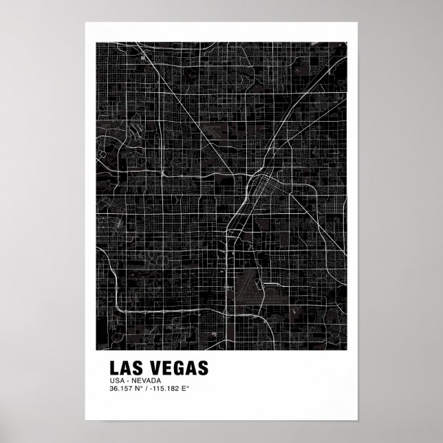 Las Vegas Map Poster - Nevada Black Map (Vorne)