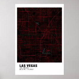 Las Vegas Map Poster - Nevada Black & Red Map