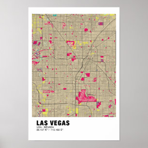 Las Vegas Map Poster - Nevada Farbenfrohe Karte
