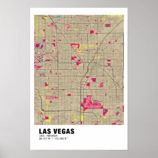 Las Vegas Map Poster - Nevada Farbenfrohe Karte