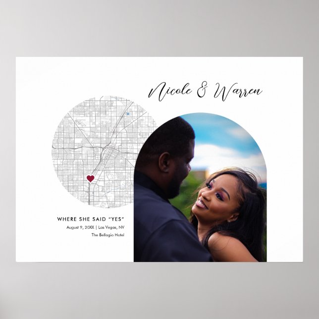 Las Vegas Map Wedding Verlobung Foto Geschenk Poster (Vorne)