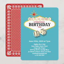Las Vegas Marquee Birthday Party Aqua Einladung