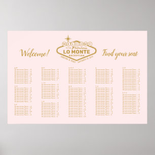 Las Vegas Marquee Custom Text Pink Gold Willkommen Poster