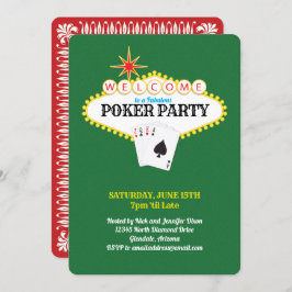 Las Vegas Marquee Sign Poker Party Green Einladung