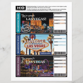 Las Vegas Mock Ticket für Reisen und Veranstaltung