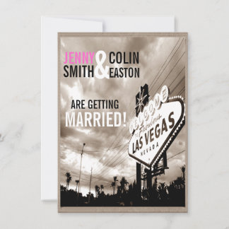 Las Vegas Modernes Vintages Sepia Hochzeitseinladu Einladung