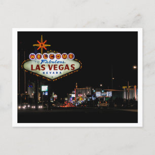 Las Vegas Nachtstraße mit Schild Postkarte
