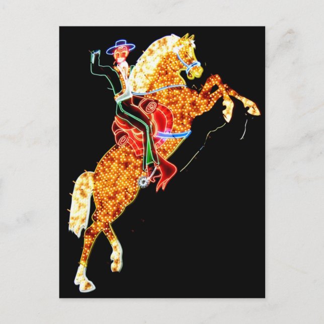 Las Vegas Neon Cowboy Sign Postcard Postkarte (Vorderseite)