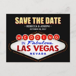 Las Vegas Neon Sign - Save the Date Hochzeit Ankündigungspostkarte