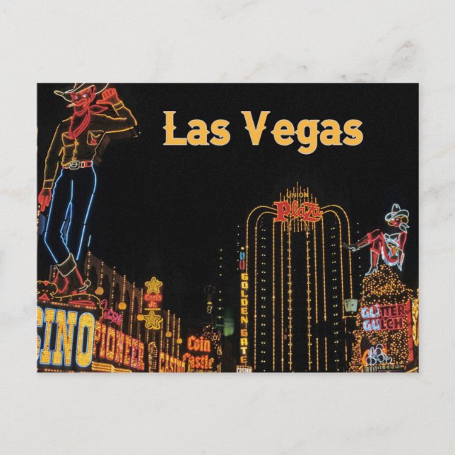 LAS VEGAS Neonlichter Reise Postkarte (Vorderseite)