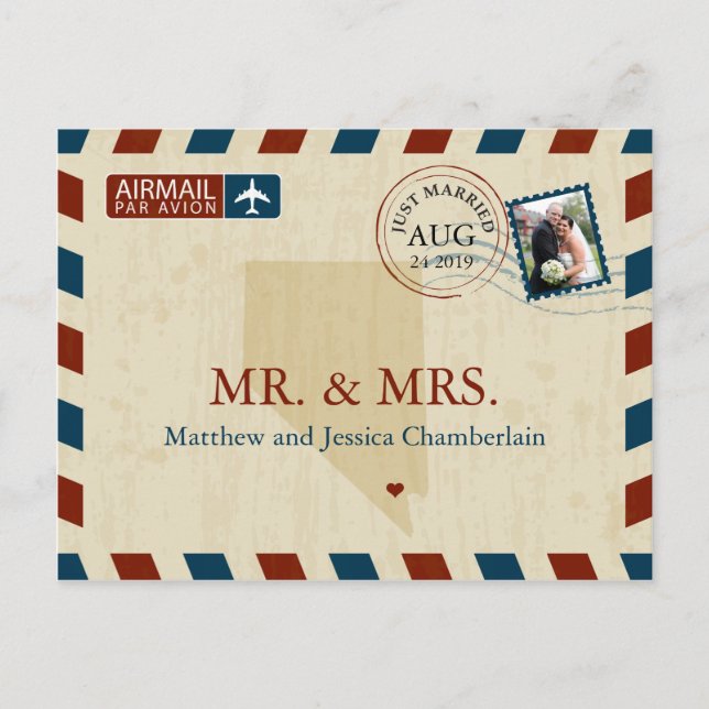 Las Vegas Nevada Airmail | Hochzeit Danke Postkarte (Vorderseite)