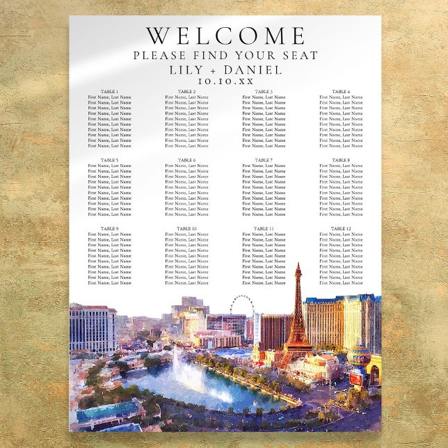 Las Vegas Nevada Aquarell Hochzeits-Sitzplan Poster (Von Creator hochgeladen)