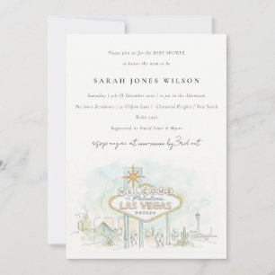 Las Vegas Nevada Aquarell-Landschaft Baby Shower Einladung