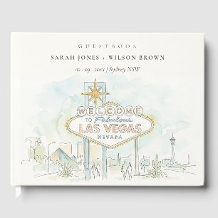 Las Vegas Nevada Aquarell-Landschaft-Hochzeit Gästebuch