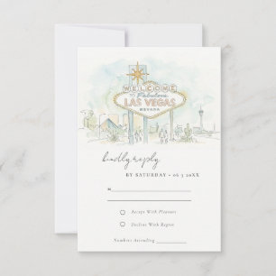 Las Vegas Nevada Aquarell-Landschaft-Hochzeit RSVP Karte