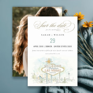 Las Vegas Nevada Aquarell-Landschaft Hochzeitsfoto Save The Date