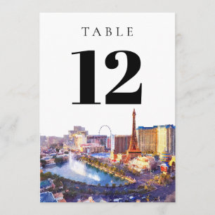 Las Vegas Nevada Aquarell-Tischnummer Einladung