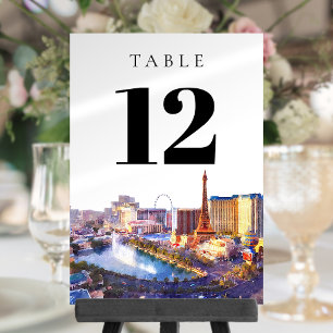 Las Vegas Nevada Aquarell-Tischnummer Einladung