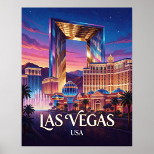 Las Vegas Nevada beleuchtete Resort-Skyline Poster