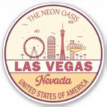 Las Vegas Nevada City Skyline Emblem Aufkleber<br><div class="desc">Las Vegas minimalistisches,  farbenfrohes Kunstdesign mit Denkmälern und Sehenswürdigkeiten der Stadt in Nevada.</div>