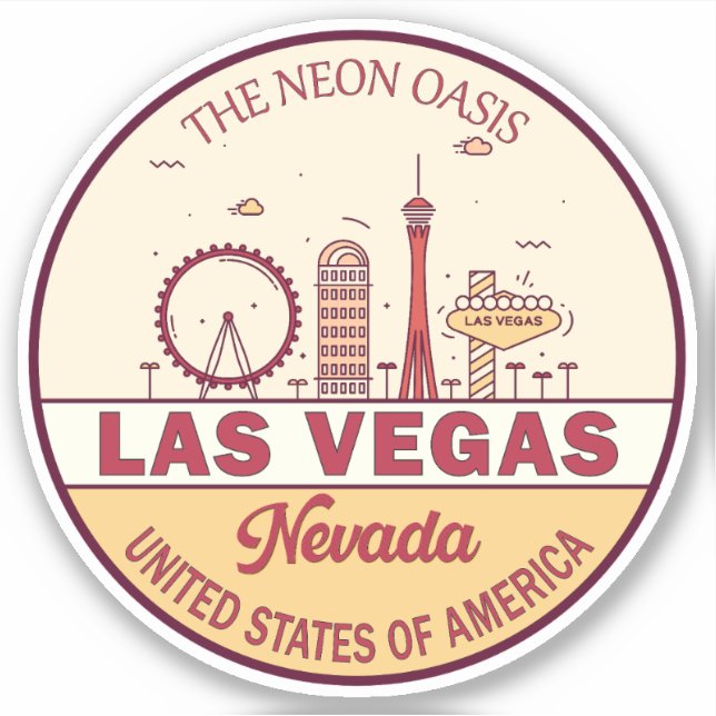 Las Vegas Nevada City Skyline Emblem Aufkleber (Vorderseite)
