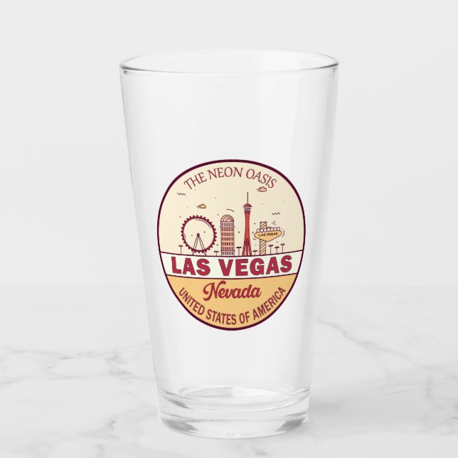 Las Vegas Nevada City Skyline Emblem Glas (Vorderseite)