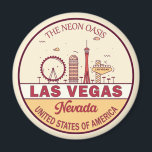 Las Vegas Nevada City Skyline Emblem Magnet<br><div class="desc">Las Vegas minimalistisches,  farbenfrohes Kunstdesign mit Denkmälern und Sehenswürdigkeiten der Stadt in Nevada.</div>