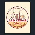 Las Vegas Nevada City Skyline Emblem Poster<br><div class="desc">Las Vegas minimalistisches, farbenfrohes Kunstdesign mit Denkmälern und Sehenswürdigkeiten der Stadt in Nevada.</div>