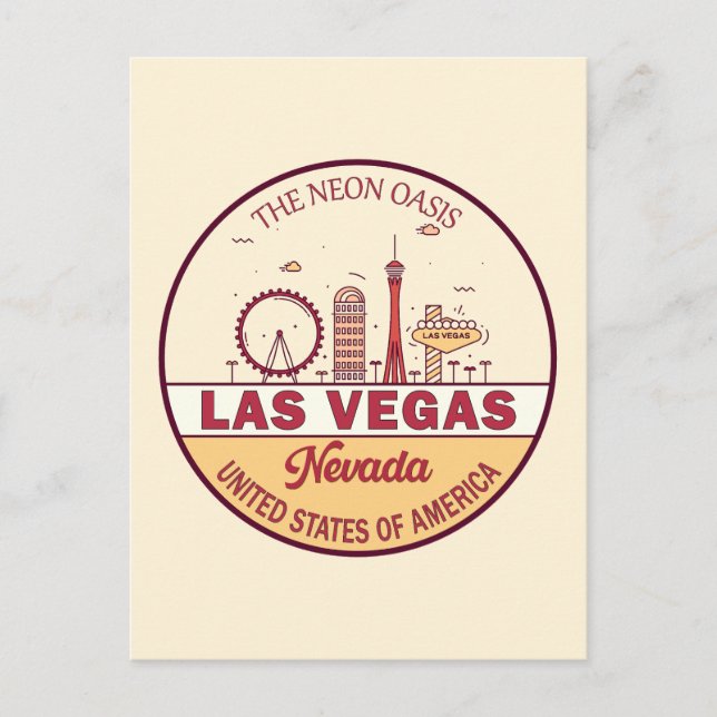 Las Vegas Nevada City Skyline Emblem Postkarte (Vorderseite)