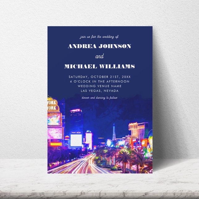 Las Vegas Nevada City Skyline Hochzeit in Urlaubso Einladung (Von Creator hochgeladen)