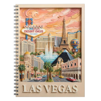 Las Vegas Nevada Impasto Vintage Reise Sehenswürdi Notizblock
