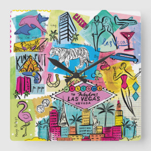 Las Vegas, Nevada Quadratische Wanduhr