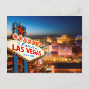 Las Vegas, Nevada-Schild vor einer Stadt, Foto Postkarte