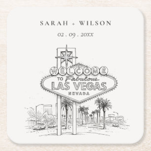 Las Vegas Nevada skizzenhafte Landschaft Hochzeit Rechteckiger Pappuntersetzer