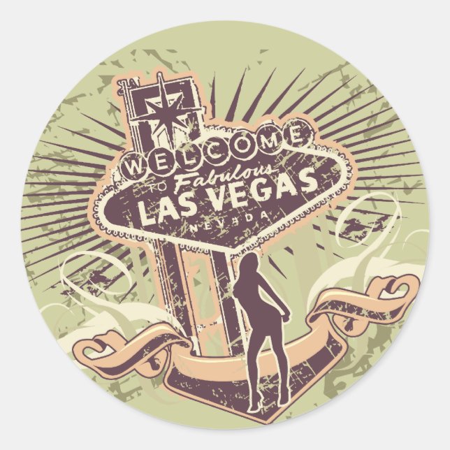 Las Vegas Nevada Tshirts und Geschenke Runder Aufkleber (Vorderseite)