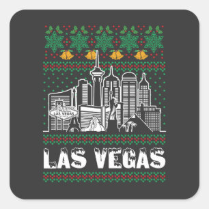 Las Vegas Nevada Ugly Christmas Quadratischer Aufkleber