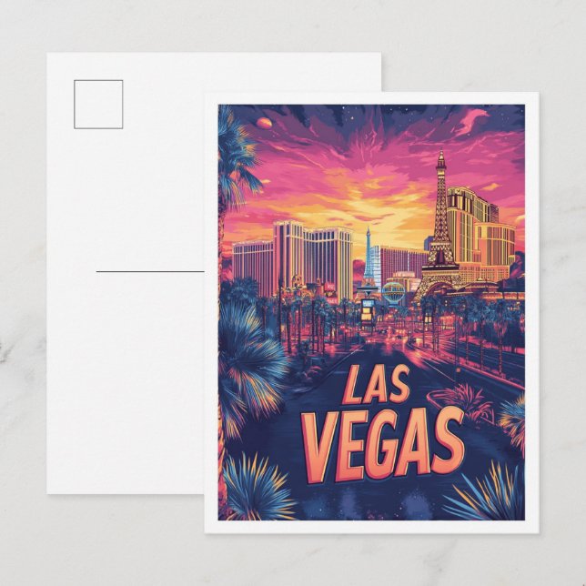 Las Vegas Nevada USA Vintag Illustration Travel Postkarte (Vorne/Hinten)