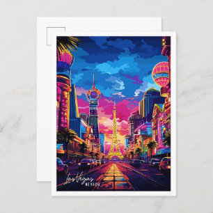 Las Vegas Nevada Vintage Illustration Postkarte
