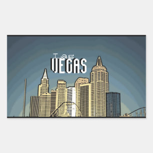 Las Vegas New York Hotel Ansicht künstlerische Auf Rechteckiger Aufkleber