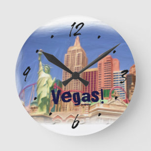 Las Vegas New York Hotel Day Szene Wand Runde Wanduhr