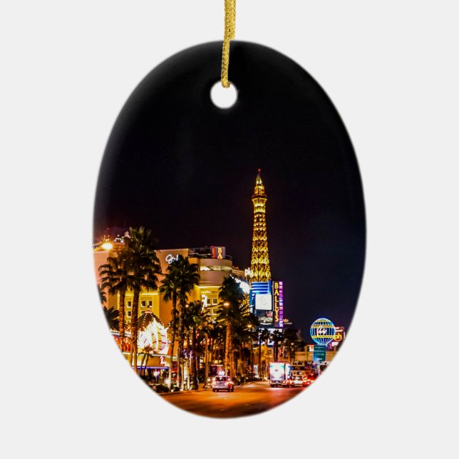 Las Vegas Night Lights Strip Eiffel Tower Casino Keramikornament (Vorne)