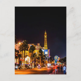 Las Vegas Night Lights Strip Eiffel Tower Casino Postkarte