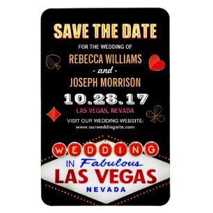 Las Vegas Night Neon Sign - Save the Date Hochzeit Magnet
