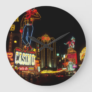 Las Vegas Night Time Neo Lights Casinos Unterschre Große Wanduhr