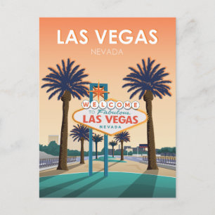 Las Vegas NV Begrüßungszeichen Save the Date Vinta Postkarte