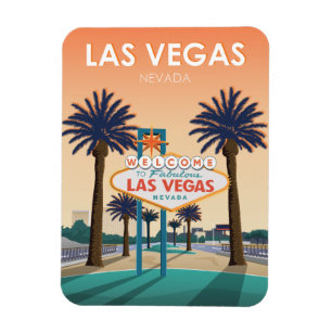 Las Vegas NV Willkommensschild Sonnenuntergang Vin Magnet
