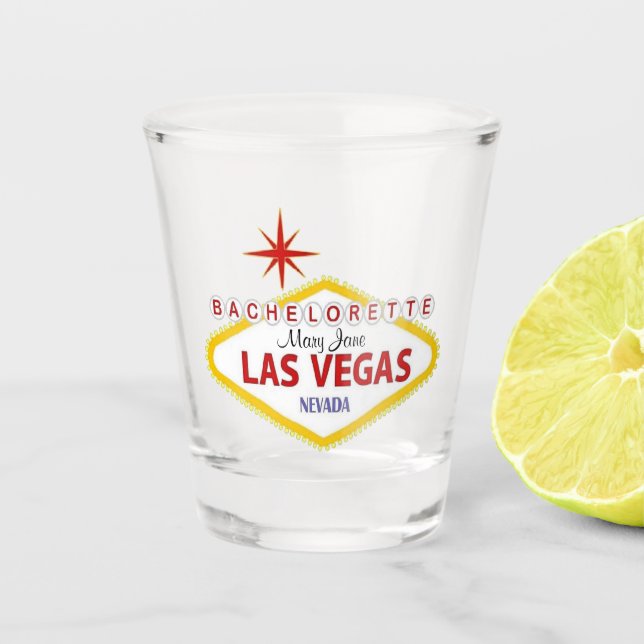 Las Vegas Personalisiert Bachelorette Shot glass Schnapsglas (Vorderseite)