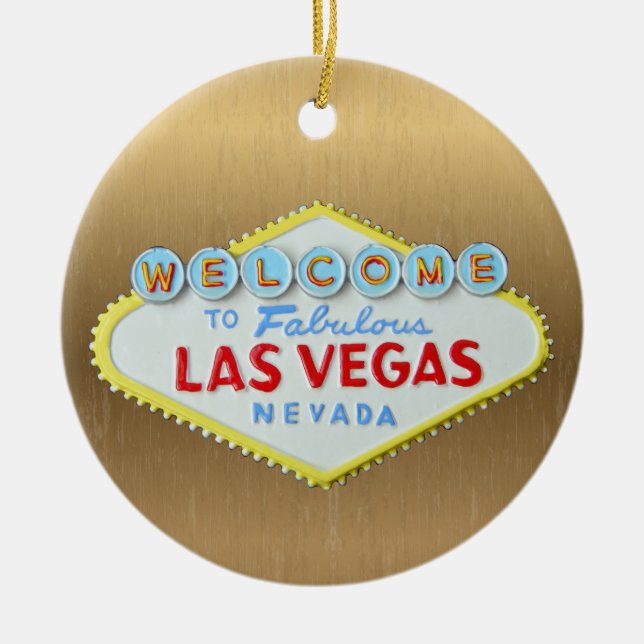 Las Vegas Personalisiert Holiday gold Keramik Ornament (Vorne)