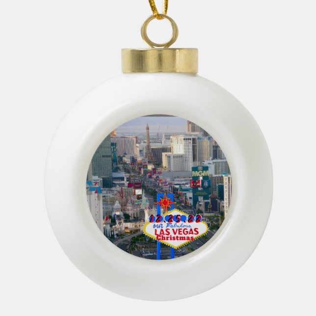 Las Vegas personalisiertes Weihnachtszeichen Ornam Keramik Kugel-Ornament (Vorderseite)