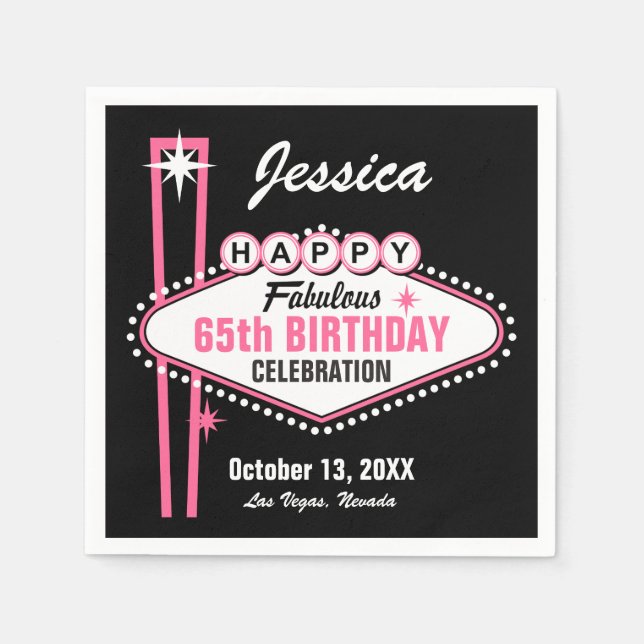 Las Vegas Pink Happy Serviette (Vorderseite)